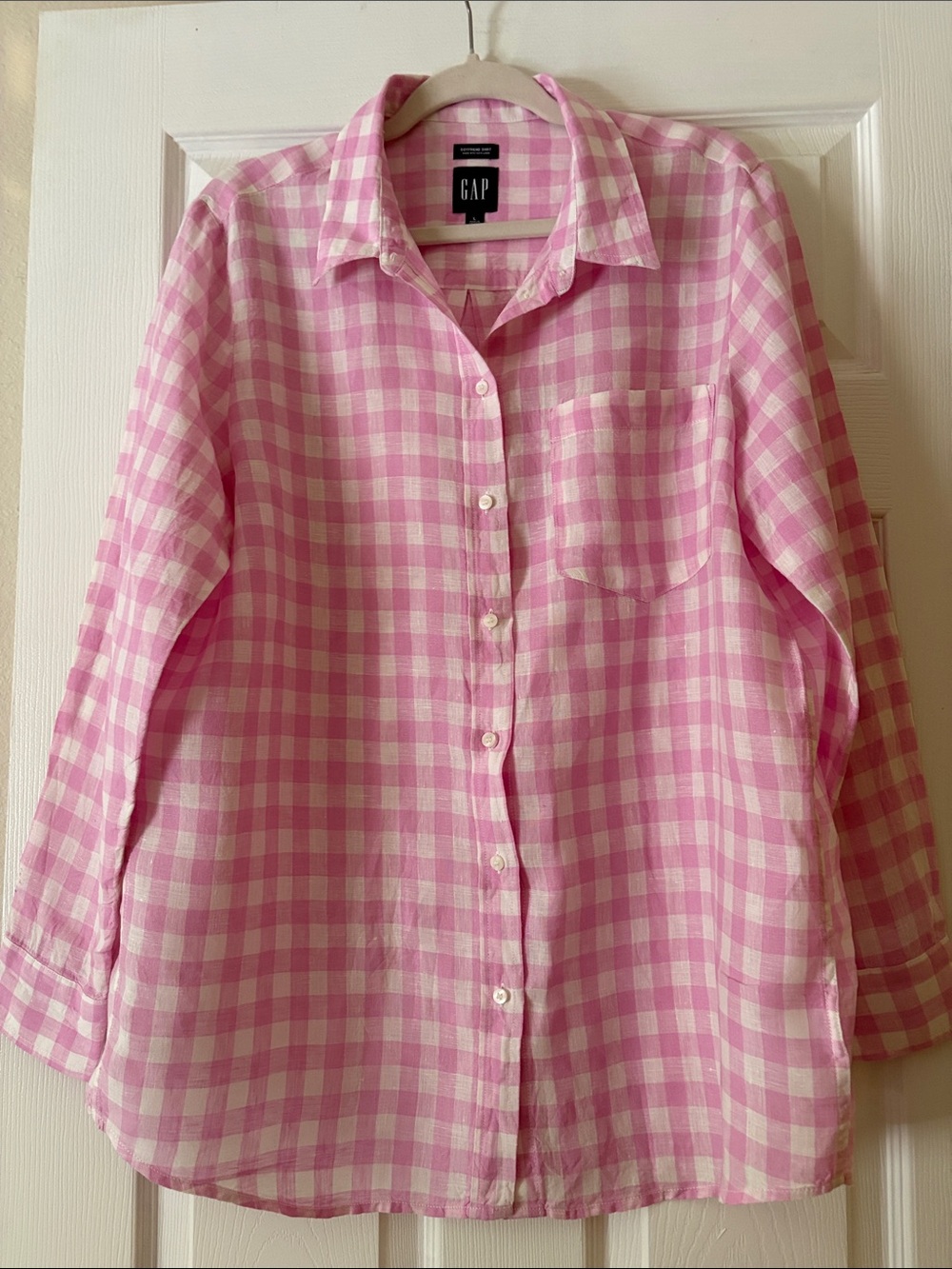 GAP Pink & White Gingham Button-Down Shirt